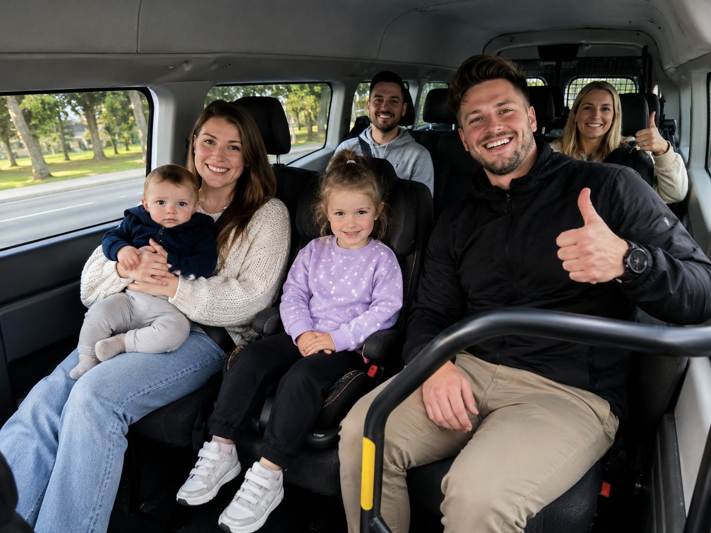 Happy family with kids in Go Maxi Melbourne maxi cab